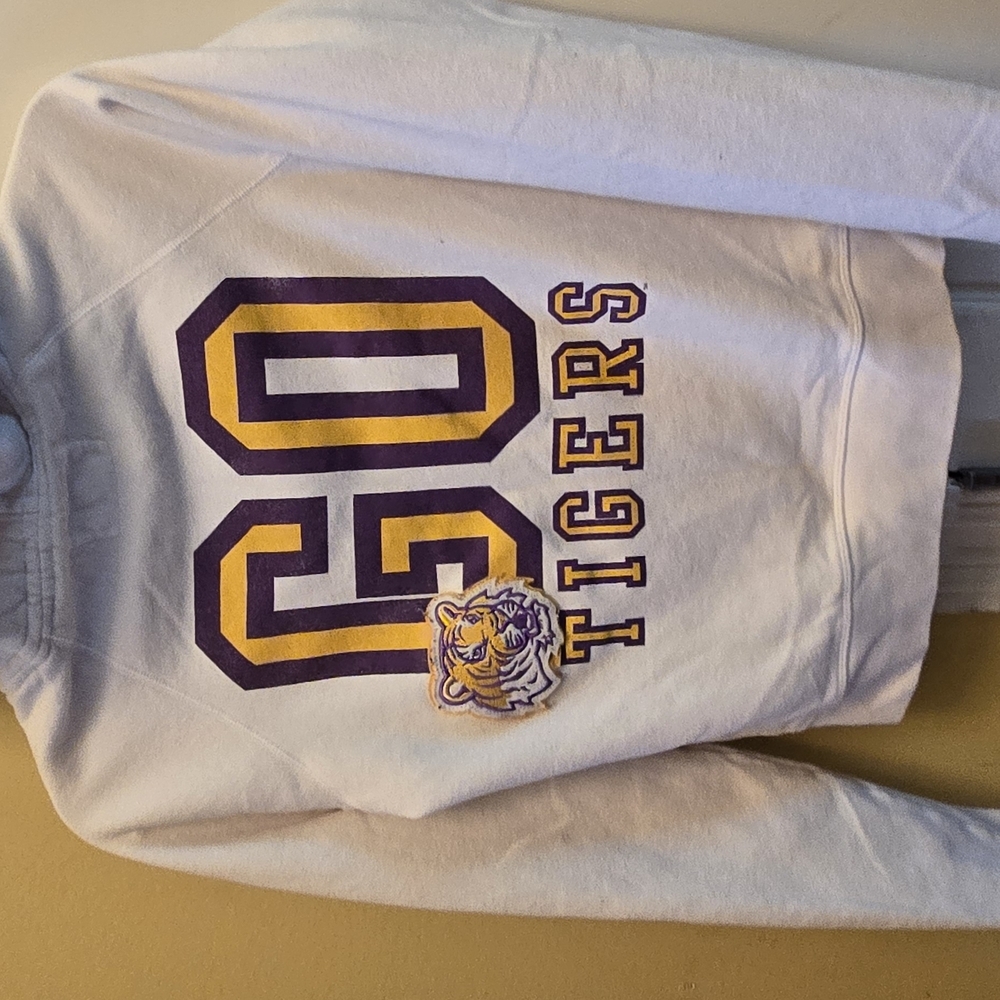 PINK Victoria's Secret Womens White and Pink Zip-Up LSU Tigers Hoodie Y2k - Picture 3 of 3